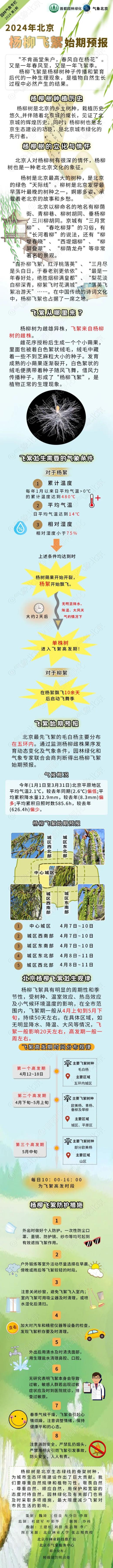 北京发布今年首个杨柳飞絮预报，一图了解