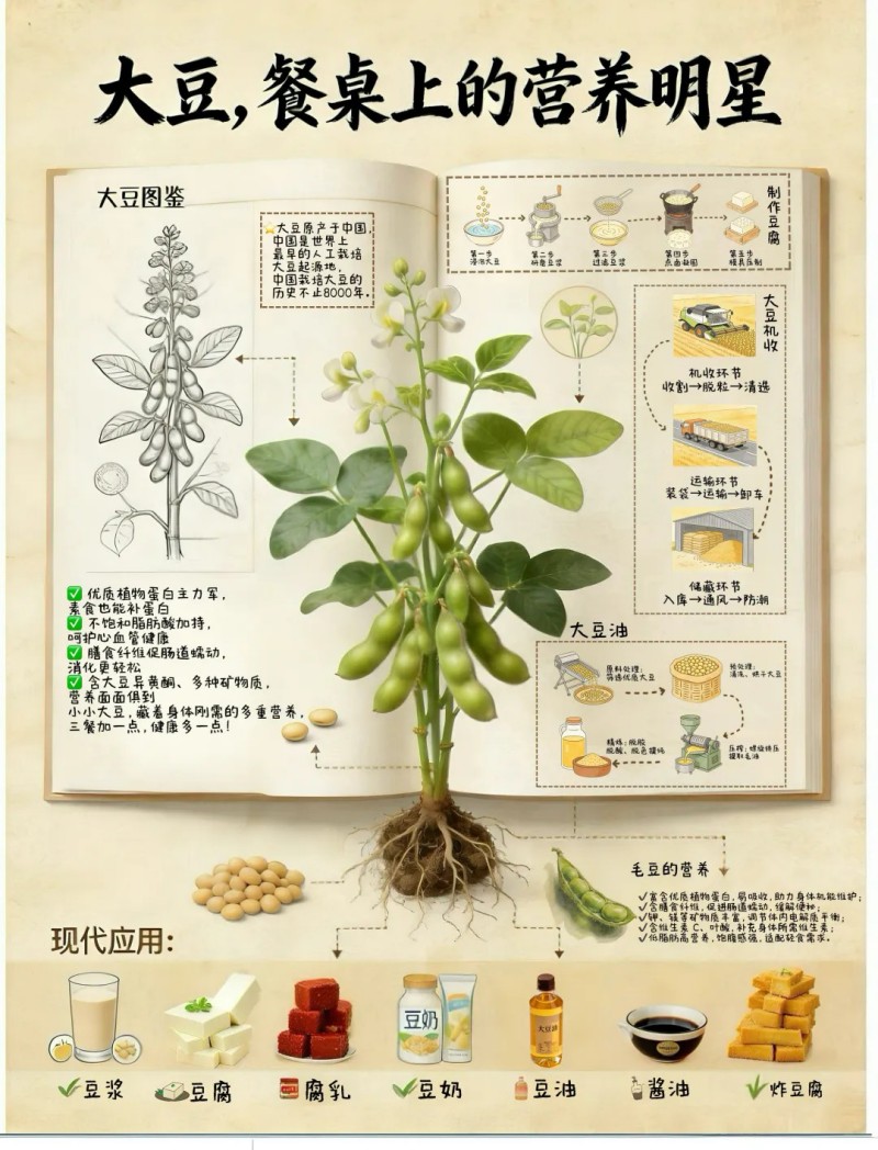 油豆奶的健康学问丨餐桌上的“豆”你玩：大豆，穿越千年的营养明星